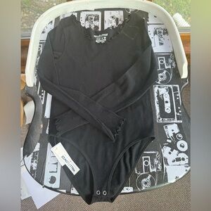 Wallflower Black Ribbed Bodysuit